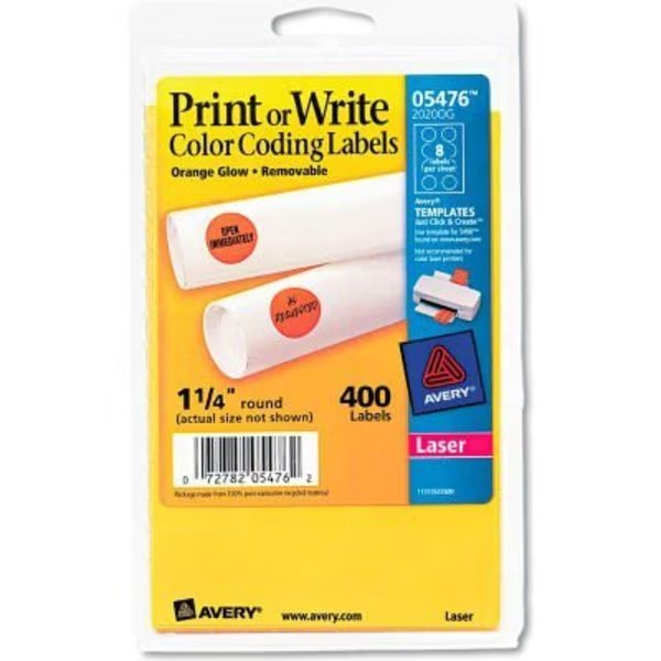 Avery® Print or Write Removable Color-Coding Labels, 1-1/4